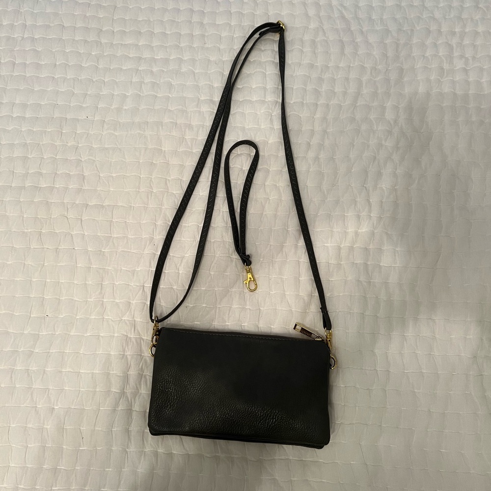 Gray pleather cross body